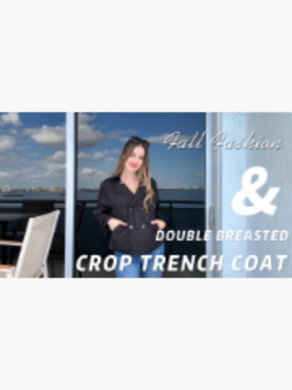 Cropped Trench Coat Double Breasted Casual Jacket 100% Polyester - Picture 7 of 7